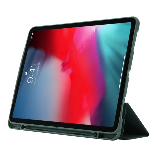 LEATHER Zaklápací kryt pre Apple iPad Pro 11 2024 / M5 2025 tmavozelený