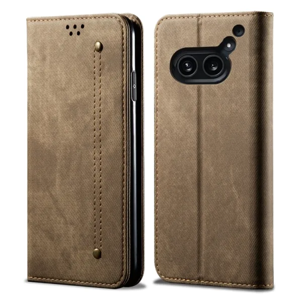 DENIM Peňaženkový kryt pre Nothing Phone 2A šedohnedý