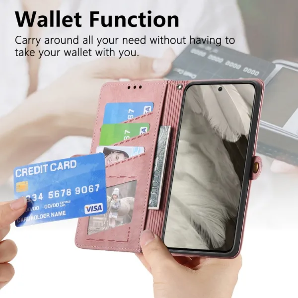 GEOM Peňaženkové puzdro pre Google Pixel 8a ružové