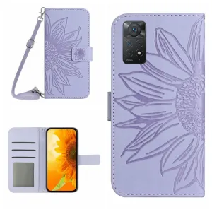 ART SUNFLOWER Peňaženkový obal so šnúrkou pre Xiaomi Redmi Note 11 / Note 11S svetlofialový