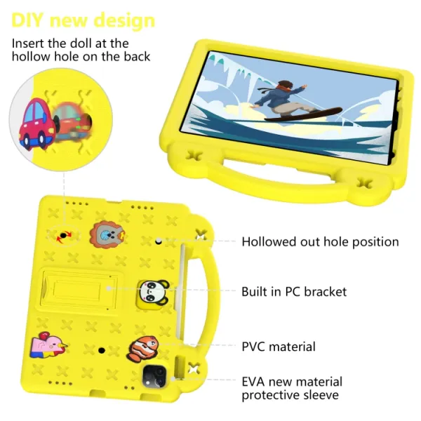 FANY Detský kryt na tablet pre Apple iPad Pro 11 2024 / M5 2025 žltý