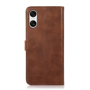 KHAZNEH DUAL-COLOR Peňaženkový kryt pre Sony Xperia 10 VI hnedý