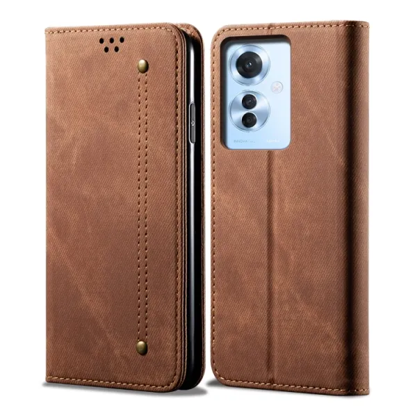 DENIM Peňaženkový kryt pre Oppo Reno11 F 5G hnedý