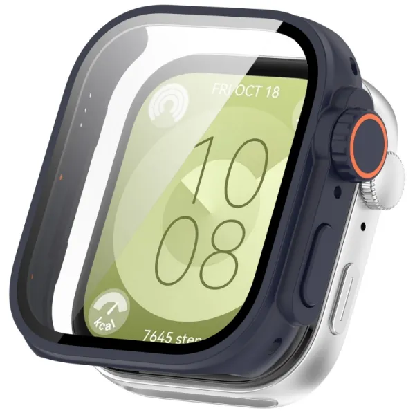 PC FULL COVER Plastový kryt so sklom pre Huawei Watch Fit 3 tmavomodrý
