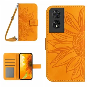ART SUNFLOWER Peňaženkový obal so šnúrkou pre TCL 505 žltý