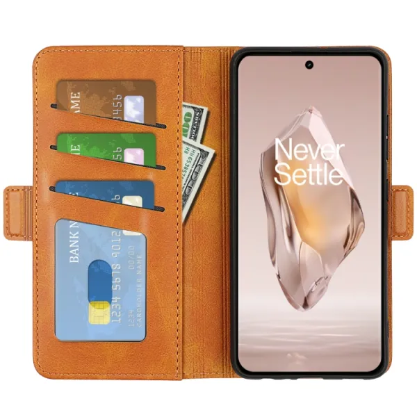 SIDE Peňaženkové puzdro pre OnePlus 12R svetlohnedé