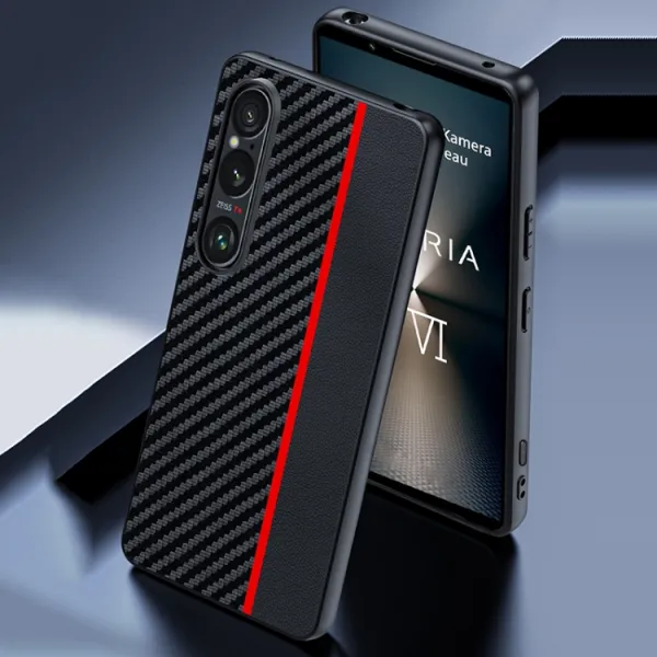CARBON Ochranný obal pre Sony Xperia 1 VI čierny-červený