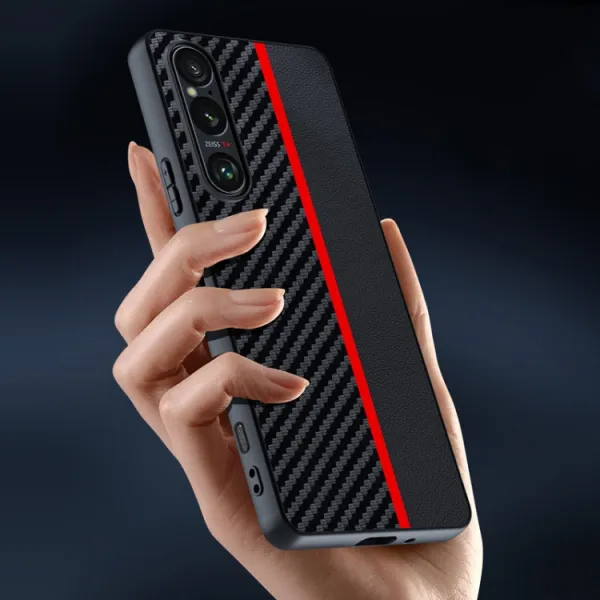 CARBON Ochranný obal pre Sony Xperia 1 VI čierny-červený