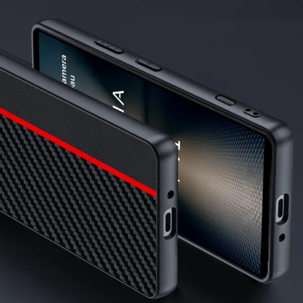 CARBON Ochranný obal pre Sony Xperia 1 VI čierny-červený