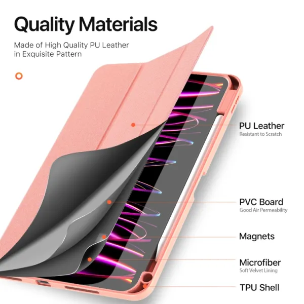 DUX DOMO Zaklápacie puzdro pre Apple iPad Pro 11 2024 / M5 2025 ružové