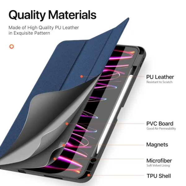 DUX DOMO Zaklápacie puzdro pre Apple iPad Pro 13 2024 / M5 2025 modré