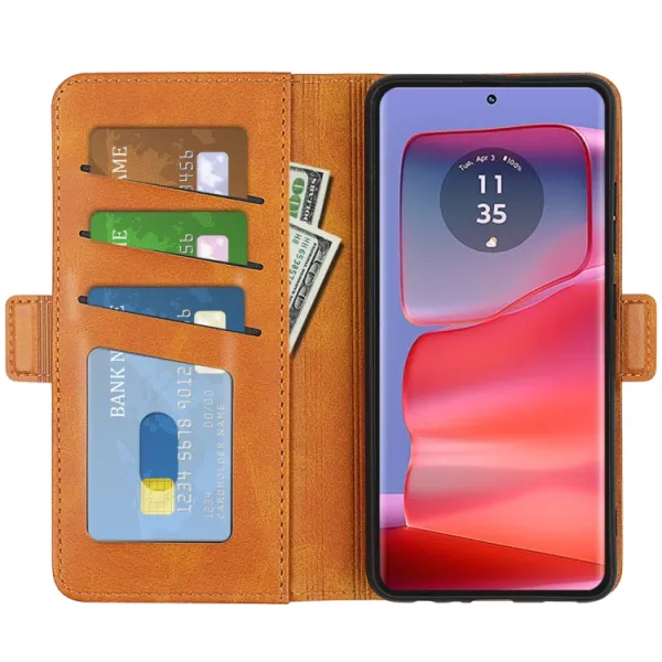 SIDE Peňaženkové puzdro pre Motorola Edge 50 Pro svetlohnedé