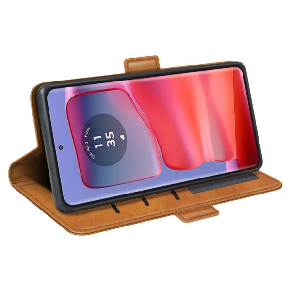 SIDE Peňaženkové puzdro pre Motorola Edge 50 Pro svetlohnedé