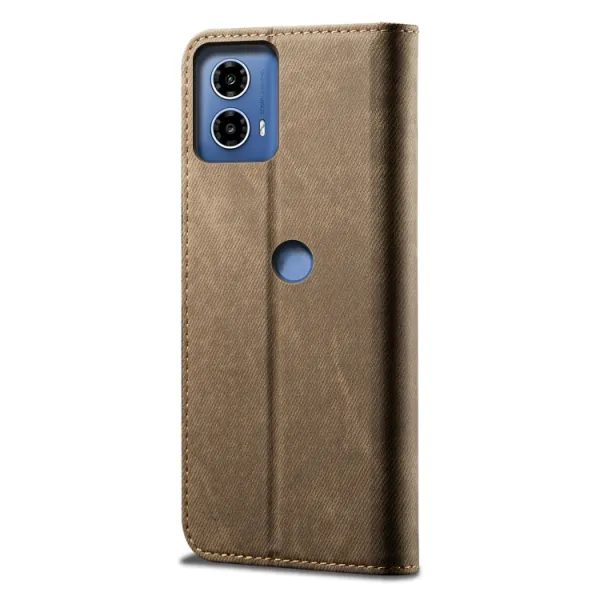 DENIM Peňaženkový kryt pre Motorola Edge 50 Fusion šedohnedý