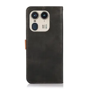 KHAZNEH DUAL-COLOR Peňaženkový kryt pre Motorola Edge 50 Ultra čierny