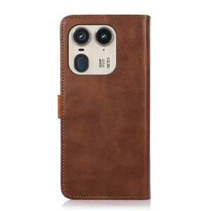 KHAZNEH DUAL-COLOR Peňaženkový kryt pre Motorola Edge 50 Ultra hnedý