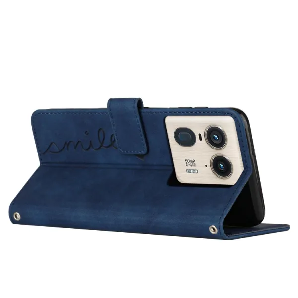 ART SMILE Peňaženkový obal s remienkom pre Motorola Edge 50 Ultra modrý