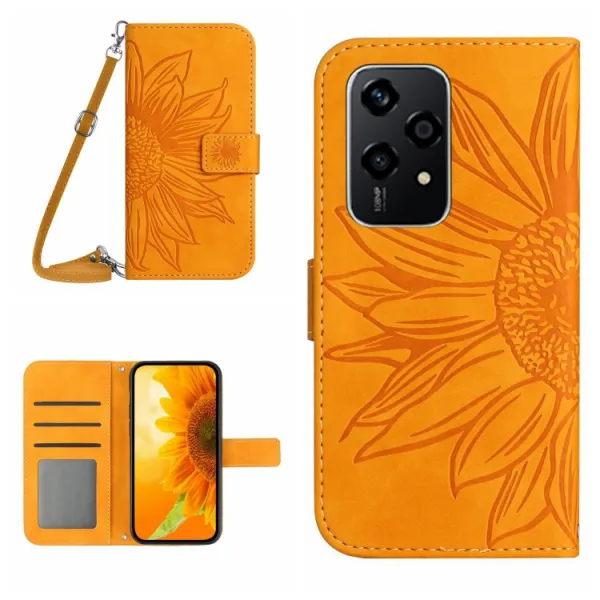 ART SUNFLOWER Peňaženkový obal so šnúrkou pre Honor 200 Lite žltý