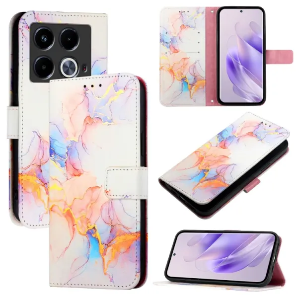 ART MARBLE Peňaženkový kryt pre Infinix Note 40 WHITE ORANGE