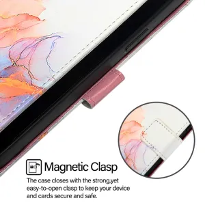 ART MARBLE Peňaženkový kryt pre HTC U24 Pro WHITE ORANGE