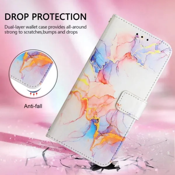 ART MARBLE Peňaženkový kryt pre Infinix Note 40 WHITE ORANGE