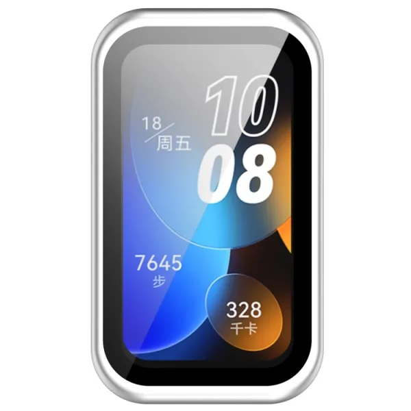 PC FULL COVER Plastový kryt so sklom pre Huawei Band 8 / 9 strieborný
