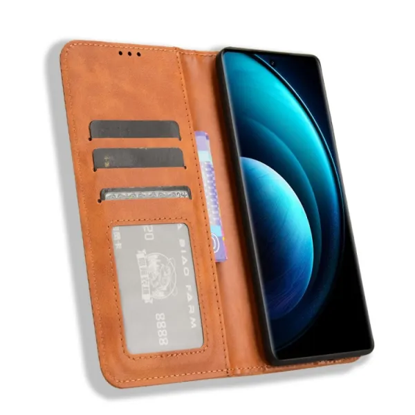 BUSINESS Peňaženkový kryt pre Vivo X100 Pro 5G hnedý