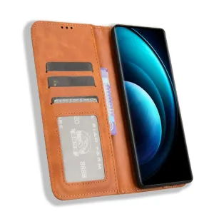 BUSINESS Peňaženkový kryt pre Vivo X100 Pro 5G hnedý