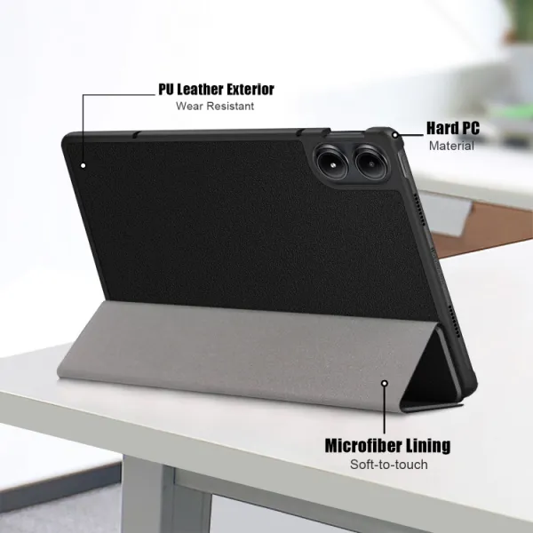 LEATHER Zaklápací kryt pre Xiaomi Redmi Pad Pro / Pad Pro 5G čierny