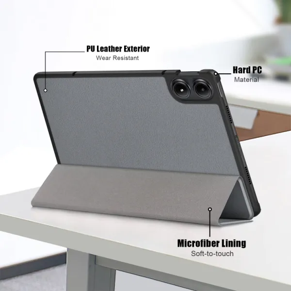 LEATHER Zaklápací kryt pre Xiaomi Redmi Pad Pro / Pad Pro 5G šedý