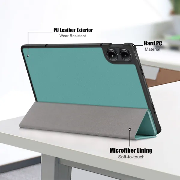 LEATHER Zaklápací kryt pre Xiaomi Redmi Pad Pro / Pad Pro 5G zelený