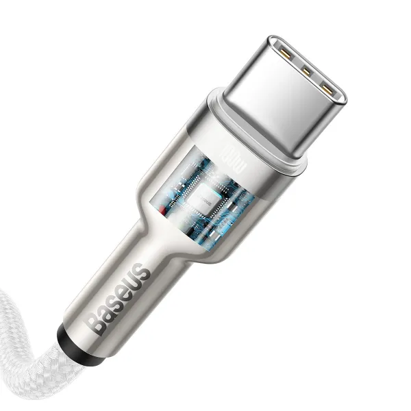 BASEUS CAFULE METAL 100W Kábel USB-C / USB-C 1 meter biely