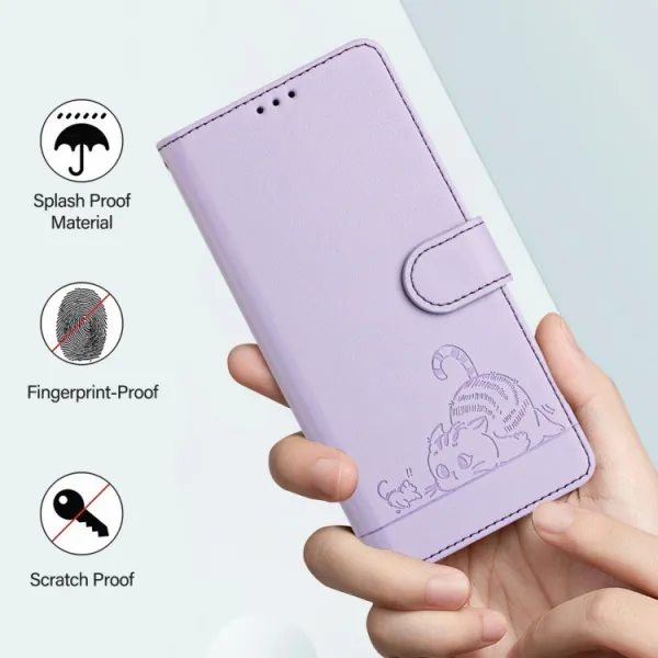 ART CAT AND MOUSE Peňaženkový obal so šnúrkou pre Xiaomi Poco F6 fialový