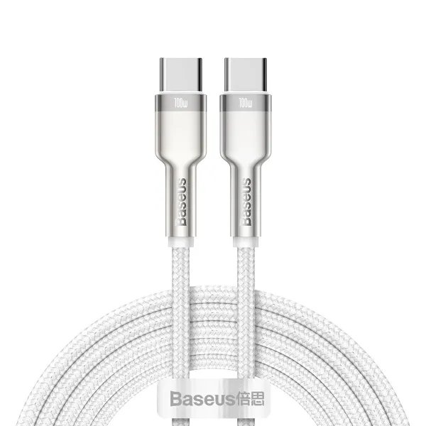 BASEUS CAFULE METAL 100W Kábel USB-C / USB-C 1 meter biely