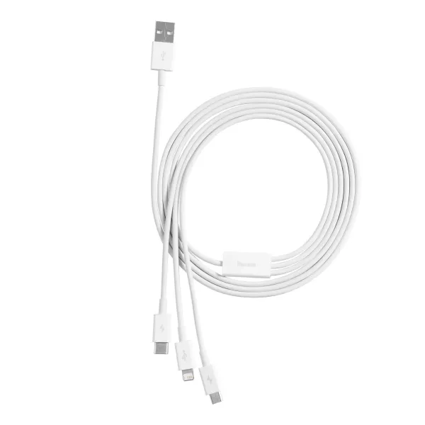 BASEUS SUPERIOR 3v1 Kábel USB-A (USB Typ-C / Lightning / microUSB) 1 meter biely