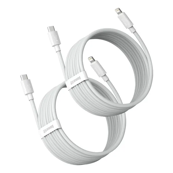 BASEUS SIMPLE WISDOM 2x Kábel USB-C / Lightning 20W 1.5 metra biely