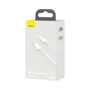 BASEUS SIMPLE WISDOM 2x Kábel USB-C / Lightning 20W 1.5 metra biely