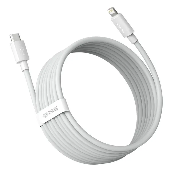 BASEUS SIMPLE WISDOM 2x Kábel USB-C / Lightning 20W 1.5 metra biely