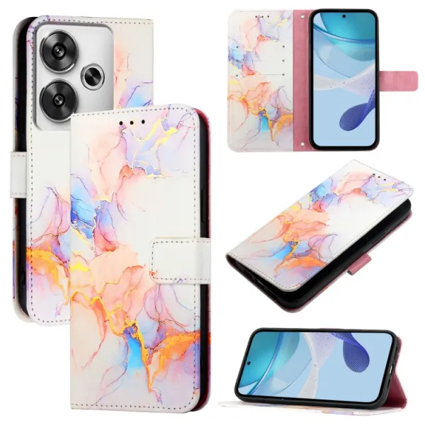 ART MARBLE Peňaženkový kryt pre Xiaomi Poco F6 WHITE ORANGE