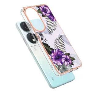 IMD MARBLE Ochranný kryt pre Honor X7b PURPLE FLOWER