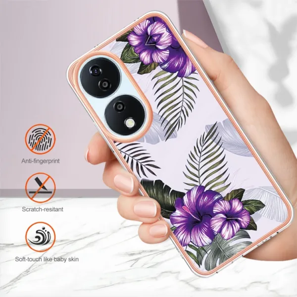 IMD MARBLE Ochranný kryt pre Honor X7b PURPLE FLOWER