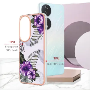 IMD MARBLE Ochranný kryt pre Honor X7b PURPLE FLOWER