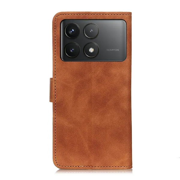 KHAZNEH RETRO Zaklápacie puzdro pre Xiaomi Poco F6 Pro hnedé