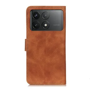 KHAZNEH RETRO Zaklápacie puzdro pre Xiaomi Poco F6 Pro hnedé