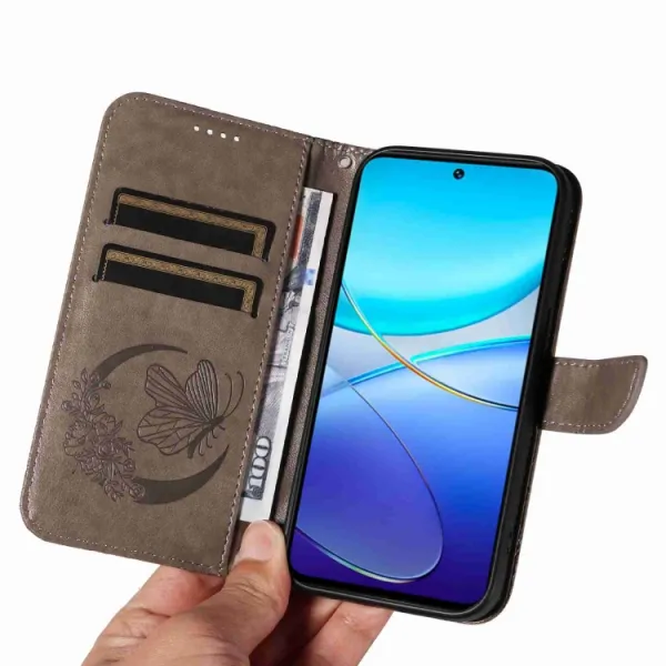 ART BUTTERFLY Peňaženkový obal pre Vivo V40 SE 5G šedý