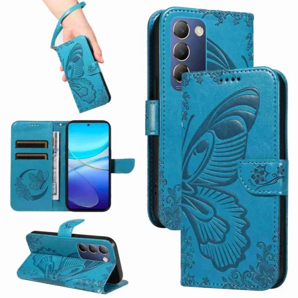 ART BUTTERFLY Peňaženkový obal pre Vivo V40 SE 5G modrý
