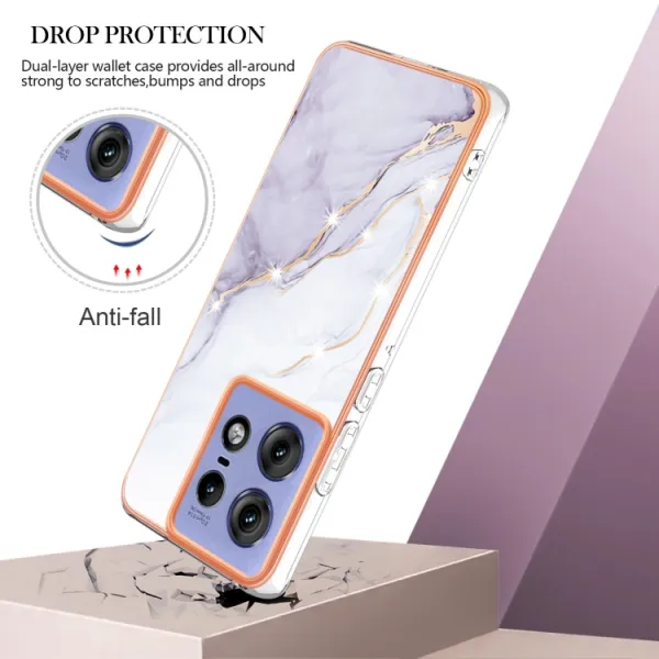 IMD MARBLE Ochranný kryt pre Motorola Edge 50 Pro WHITE