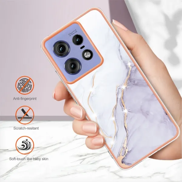 IMD MARBLE Ochranný kryt pre Motorola Edge 50 Pro WHITE