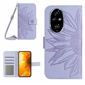 ART SUNFLOWER Peňaženkový obal so šnúrkou pre Honor 200 fialový
