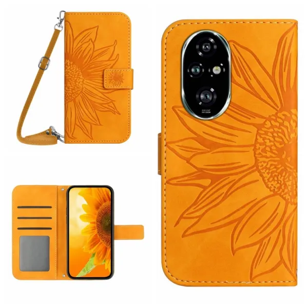 ART SUNFLOWER Peňaženkový obal so šnúrkou pre Honor 200 žltý